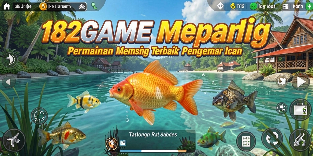 Screenshot gameplay 182GAME menampilkan suasana memancing yang realistis.