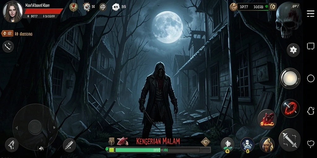Screenshot menunjukkan suasana mencekam dalam permainan API77.