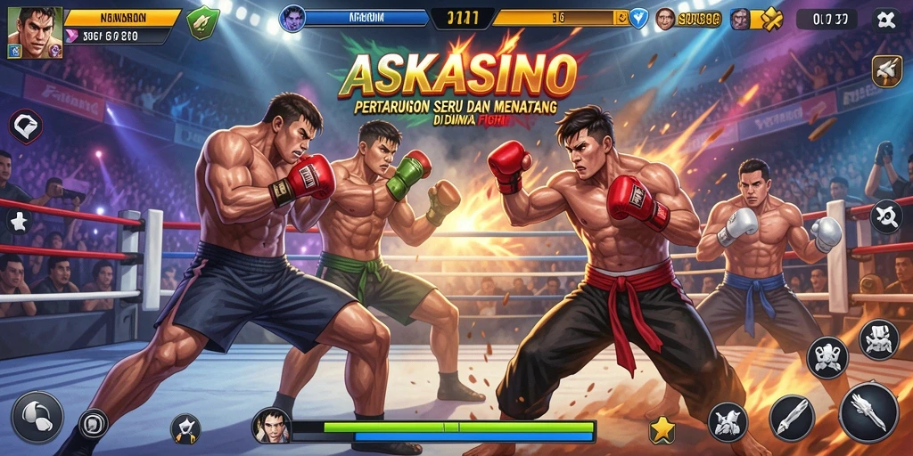 Tampilan gameplay ASKASINO dengan pertarungan intens yang menegangkan.