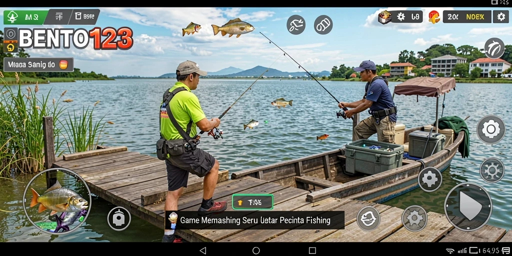 Gameplay BENTO123 yang menampilkan aksi memancing seru dan mendebarkan.