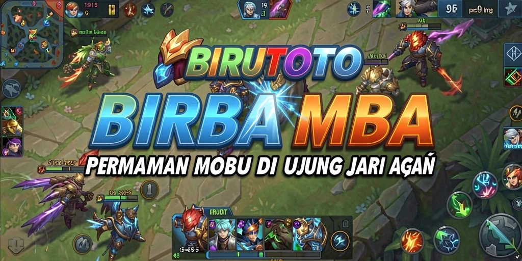 Screenshot BIRUTOTO menampilkan pertempuran seru dalam arena MOBA.