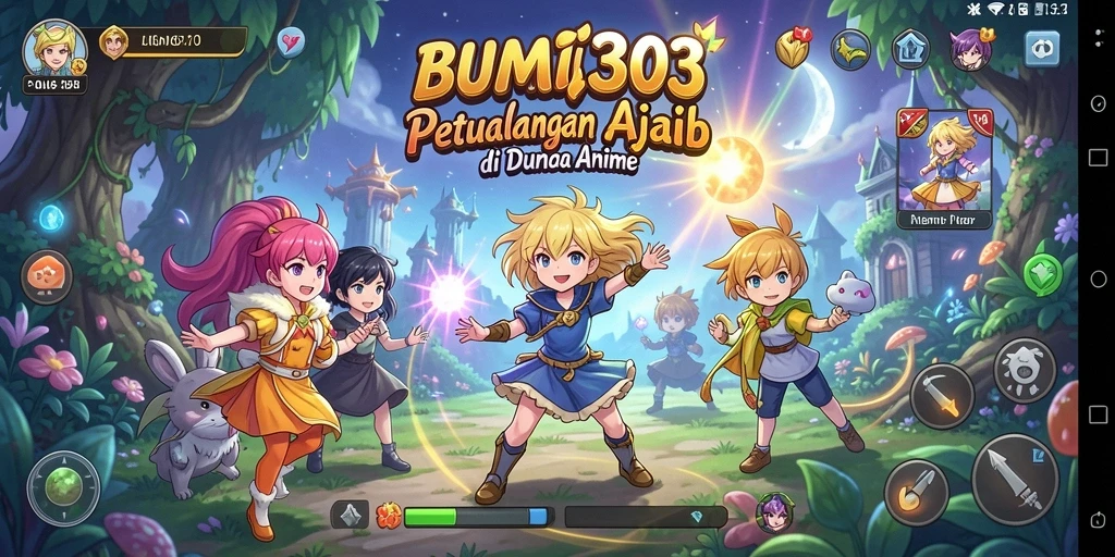 Tangkapan layar BUMI303 menampilkan pertarungan seru di dunia anime.