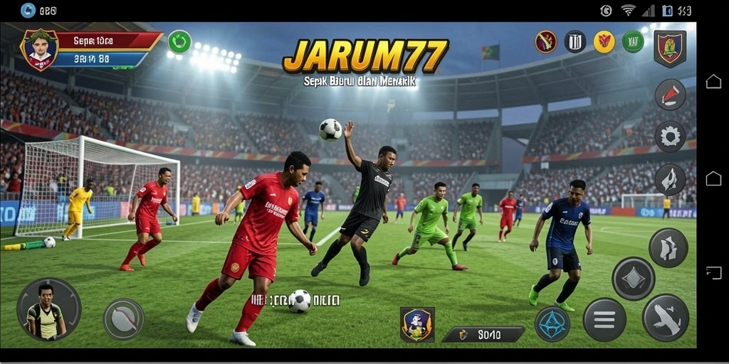 Tampilan gameplay seru dalam game sepak bola JARUM77.