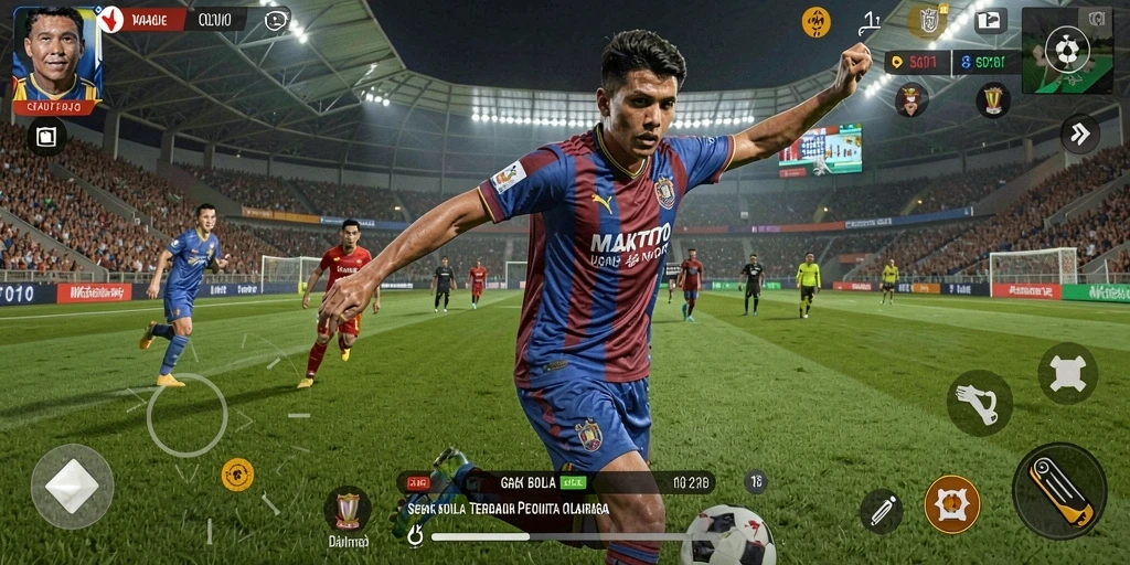 Tampilan seru gameplay sepak bola di MAKTOTO.