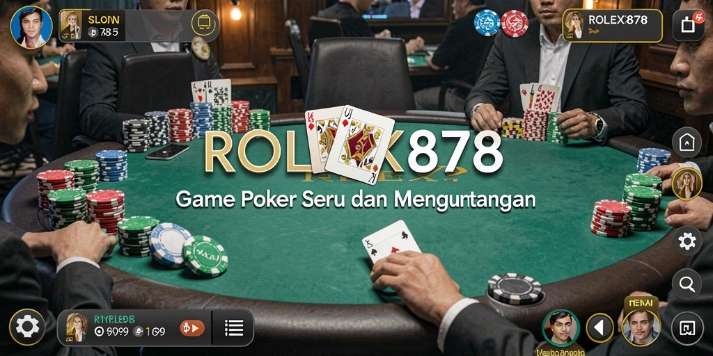 Tampilan gameplay seru dari ROLEX878 saat bermain Poker.