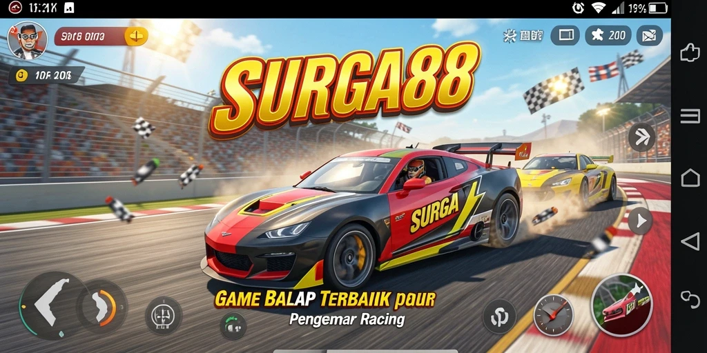 Gameplay Racing yang mendebarkan dengan mobil cepat dan trek beragam.