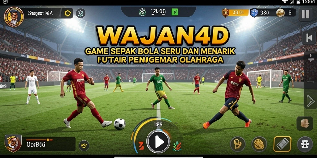 Tampilan gameplay menarik dalam <strong>WAJAN4D</strong> yang menunjukkan aksi sepak bola seru.